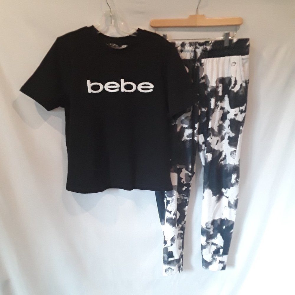 bebe Black and White Track Pants